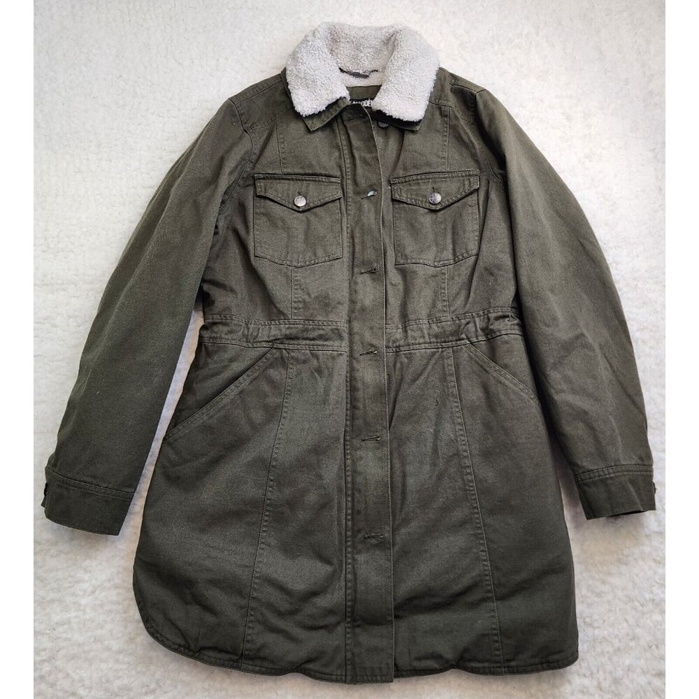 Steve Madden Midi Military Utility Jacket S Green Chore Sherpa Gorpcore Street